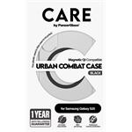 CARE - Puzdro Urban Combat s čiernym QI pre Samsung Galaxy S25, transaprentná