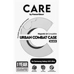 CARE - Puzdro Urban Combat s čiernym QI pre Samsung Galaxy S25 Ultra, transaprentná