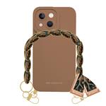 case&amp;me-Case Lady Case with wrist chain and scarf for iPhone 13, brown