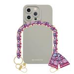 case&amp;me-Lady Case with wrist chain and scarf for iPhone 13 Pro, ivory