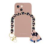case&amp;me-Pouzdro Lady Case s řetízkem na zápěstí a šátkem pro iPhone 14, růžová