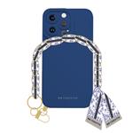case&me - Puzdro Lady Case s retiazkou na zápästie a šatkou pre iPhone 14 Pro, modrá