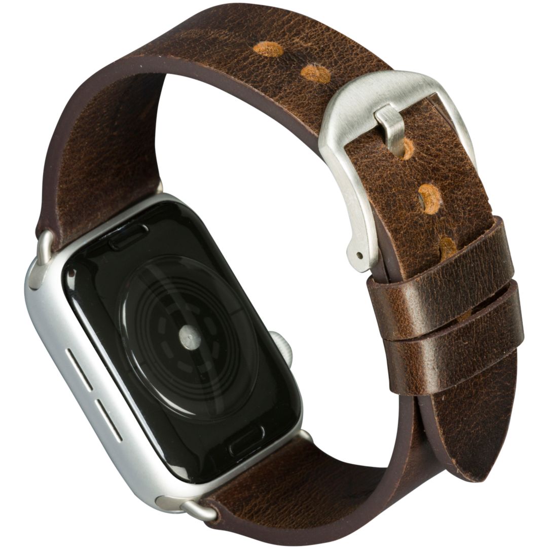 dbramante1928 - Remienok Bornholm pre Apple Watch 44 mm, dark brown/silver