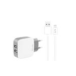 
Fonex-Travel charging set 2xUSB-A/Lightning, 2.1 A, 10 W, white
