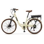nilox - Mestský elektrobicykel J5 Pro s prednou kotúčovou brzdou 26", krémová biela