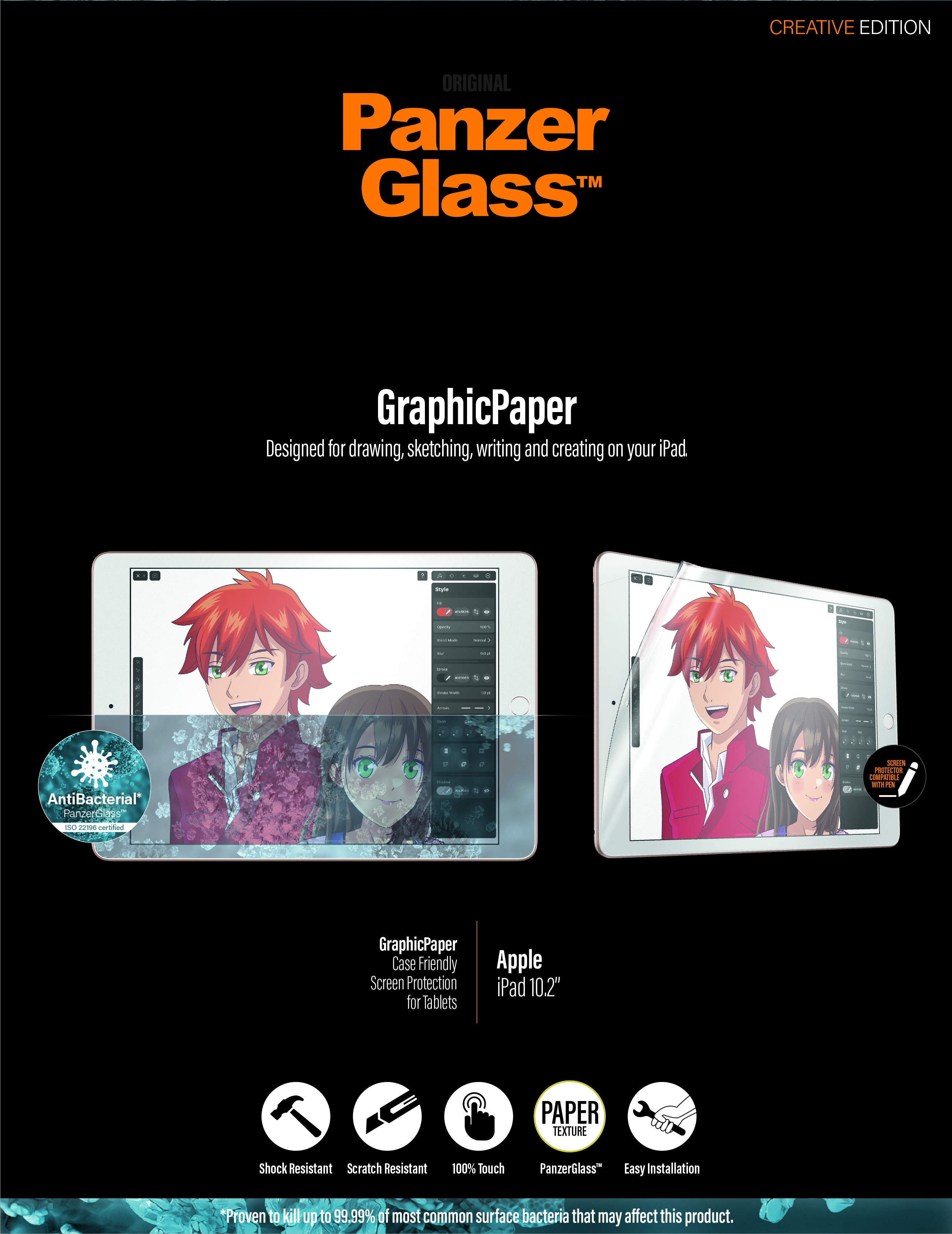 PanzerGlass-GraphicPaper Case Friendly AB for iPad 10.2'', clear