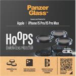 PanzerGlass - Ochranný kryt objektívu fotoaparátu Hoops pre iPhone 15 Pro/15 Pro Max, blue metal