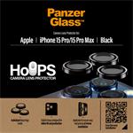 PanzerGlass - Ochranný kryt objektívu fotoaparátu Hoops pre iPhone 15 Pro/15 Pro Max, čierna