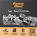 PanzerGlass - Ochranný kryt objektívu Hoops pre iPhone 15 Pro/15 Pro Max, white titanium