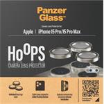 
PanzerGlass-Ochranný kryt objektivu Hoops pro iPhone 15 Pro/15 Pro Max, natural metal
