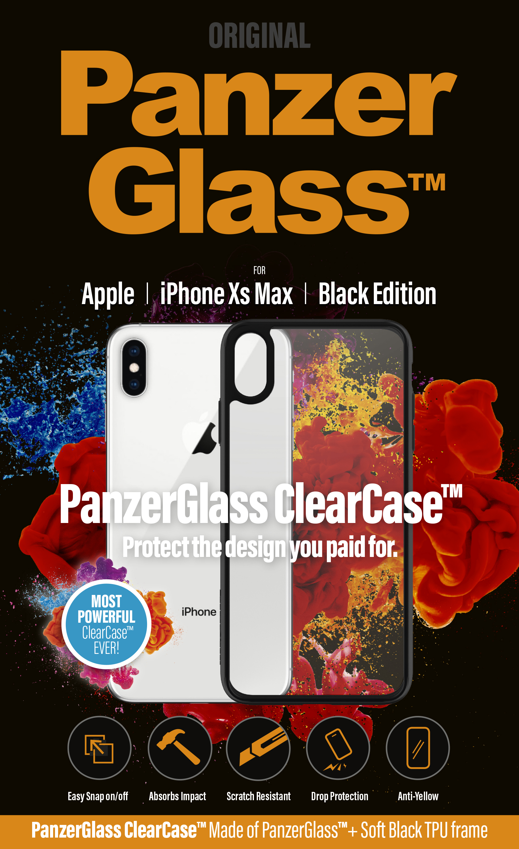 PanzerGlass - Puzdro ClearCase pre iPhone XS Max, čierna