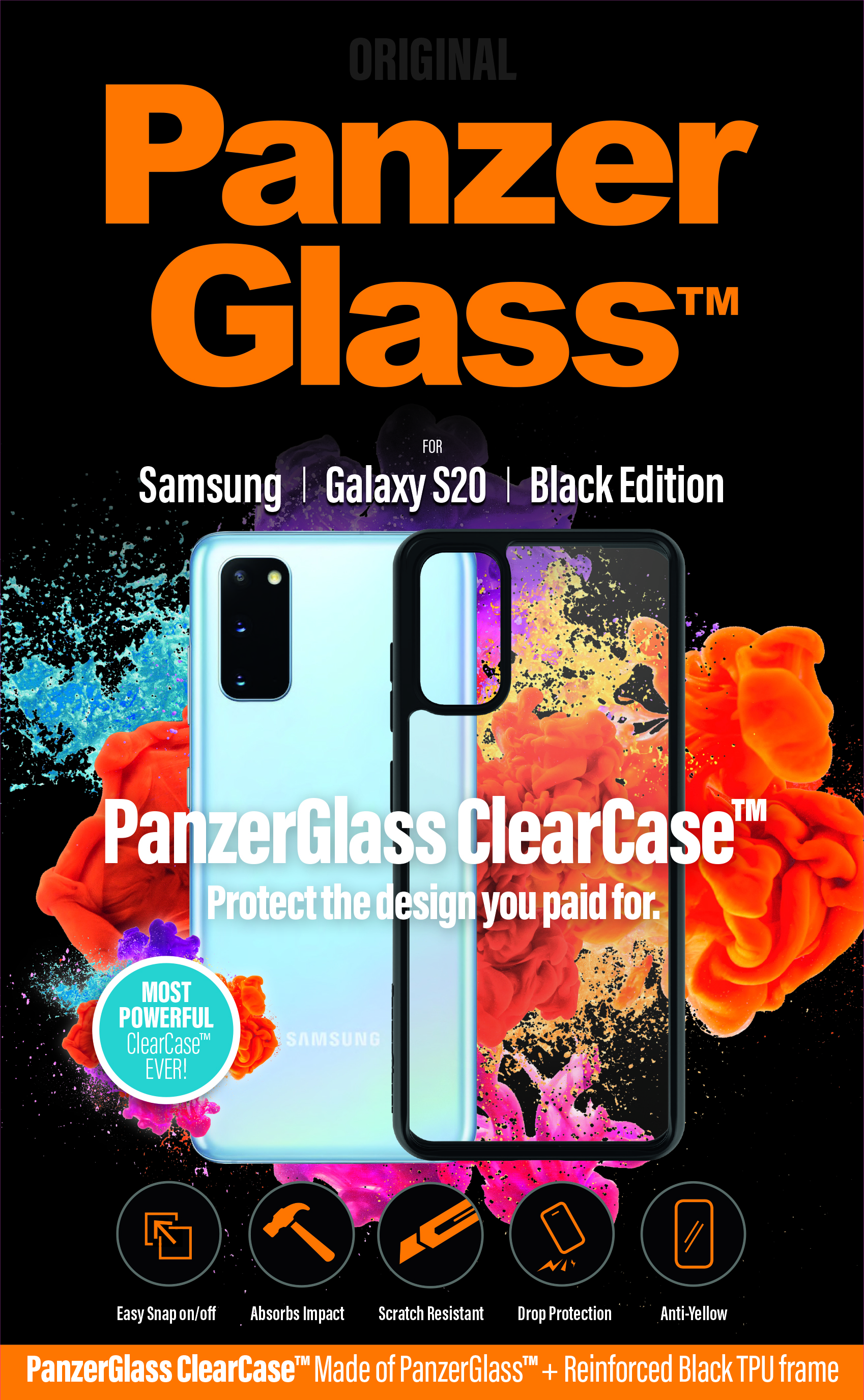 PanzerGlass - Puzdro ClearCase pre Samsung Galaxy S20, čierna
