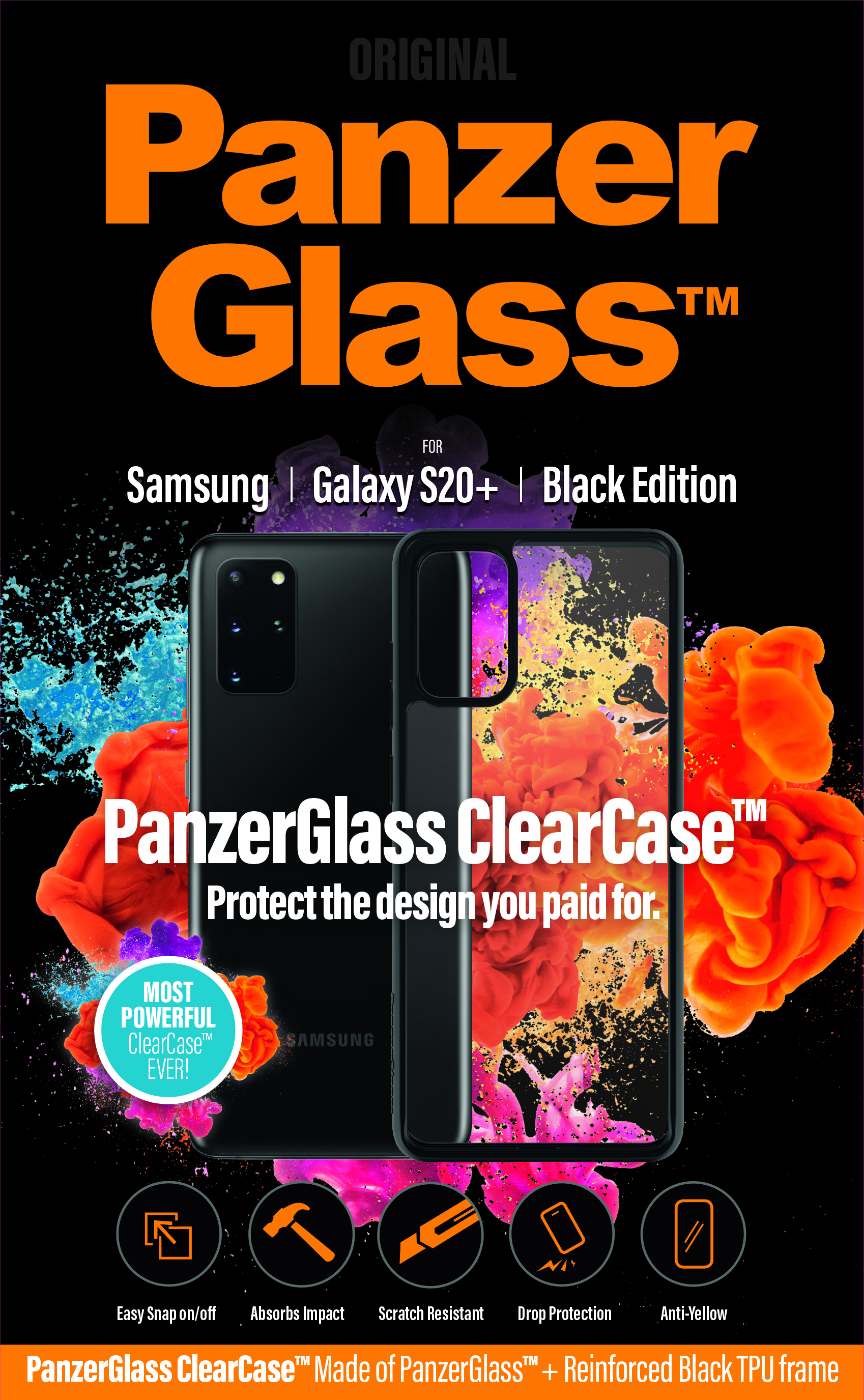 PanzerGlass - Puzdro ClearCase pre Samsung Galaxy S20+, čierna