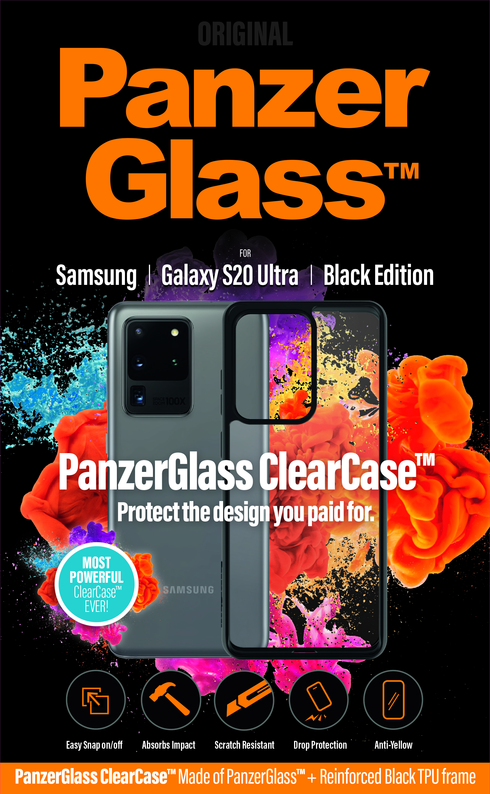 PanzerGlass - Puzdro ClearCase pre Samsung Galaxy S20 Ultra, čierna