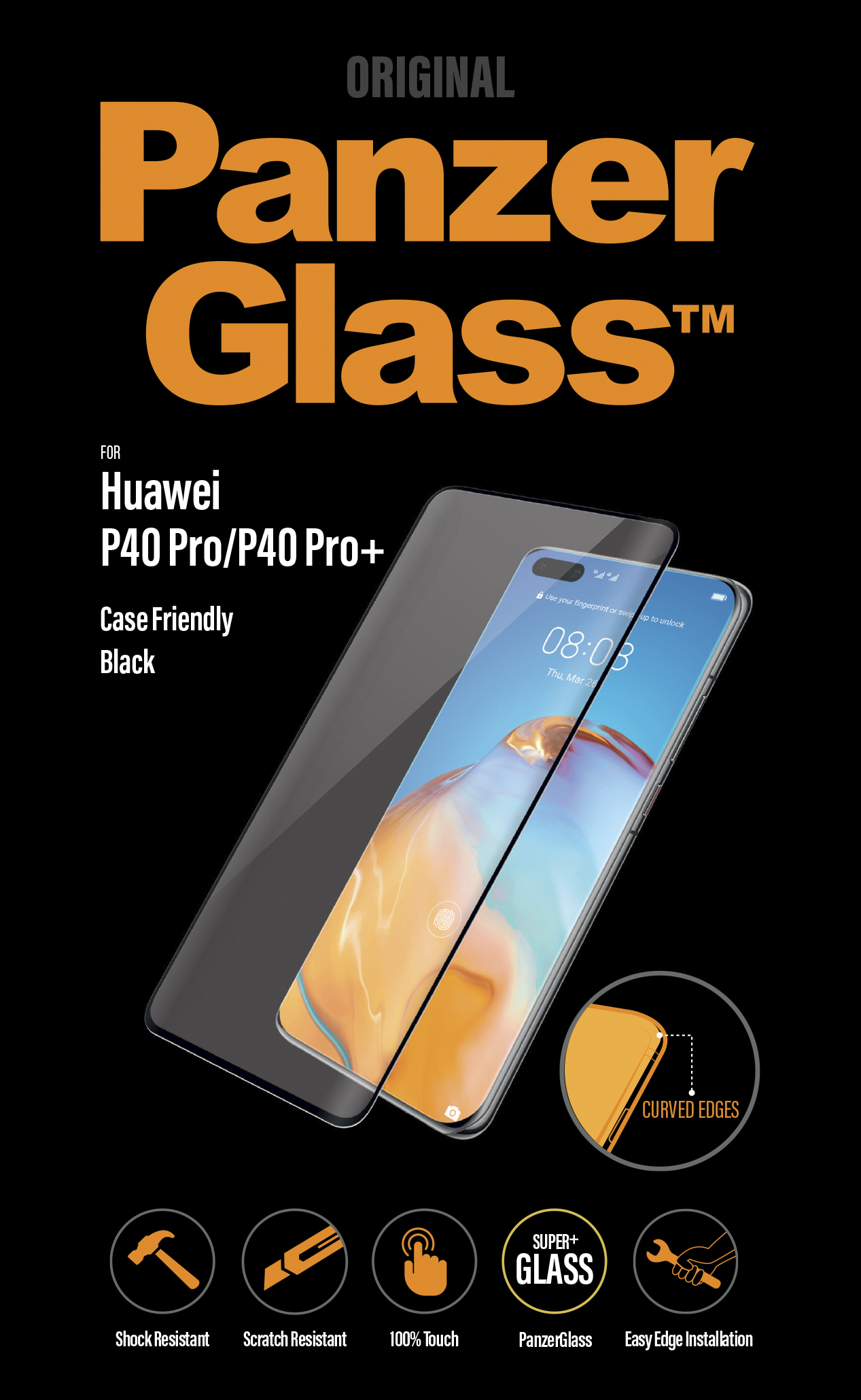 PanzerGlass - Tvrdené sklo Case Friendly pre Huawei P40 Pro, čierna