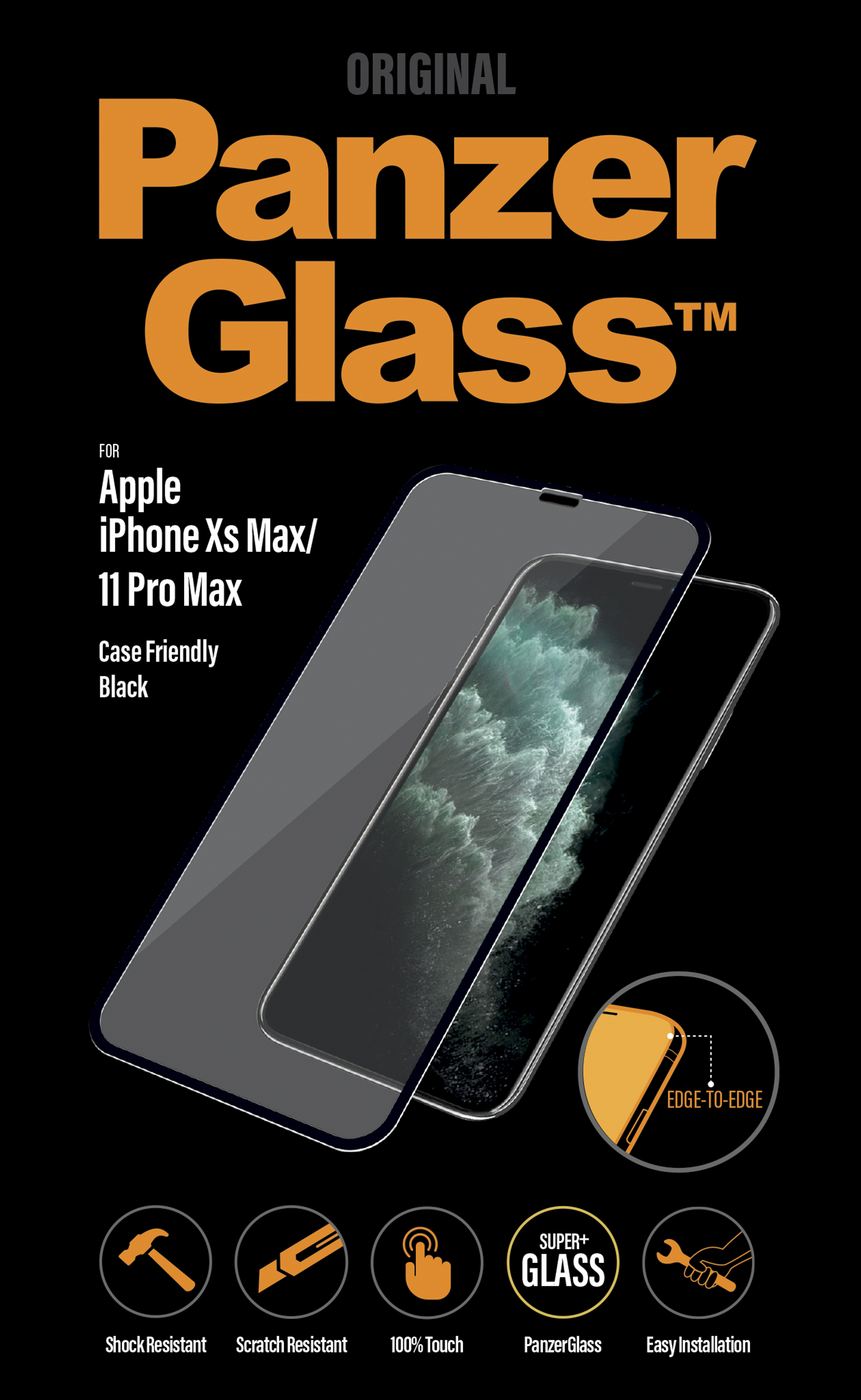 PanzerGlass - Tvrdené sklo Case Friendly pre iPhone 11 Pro Max/XS Max, čierna