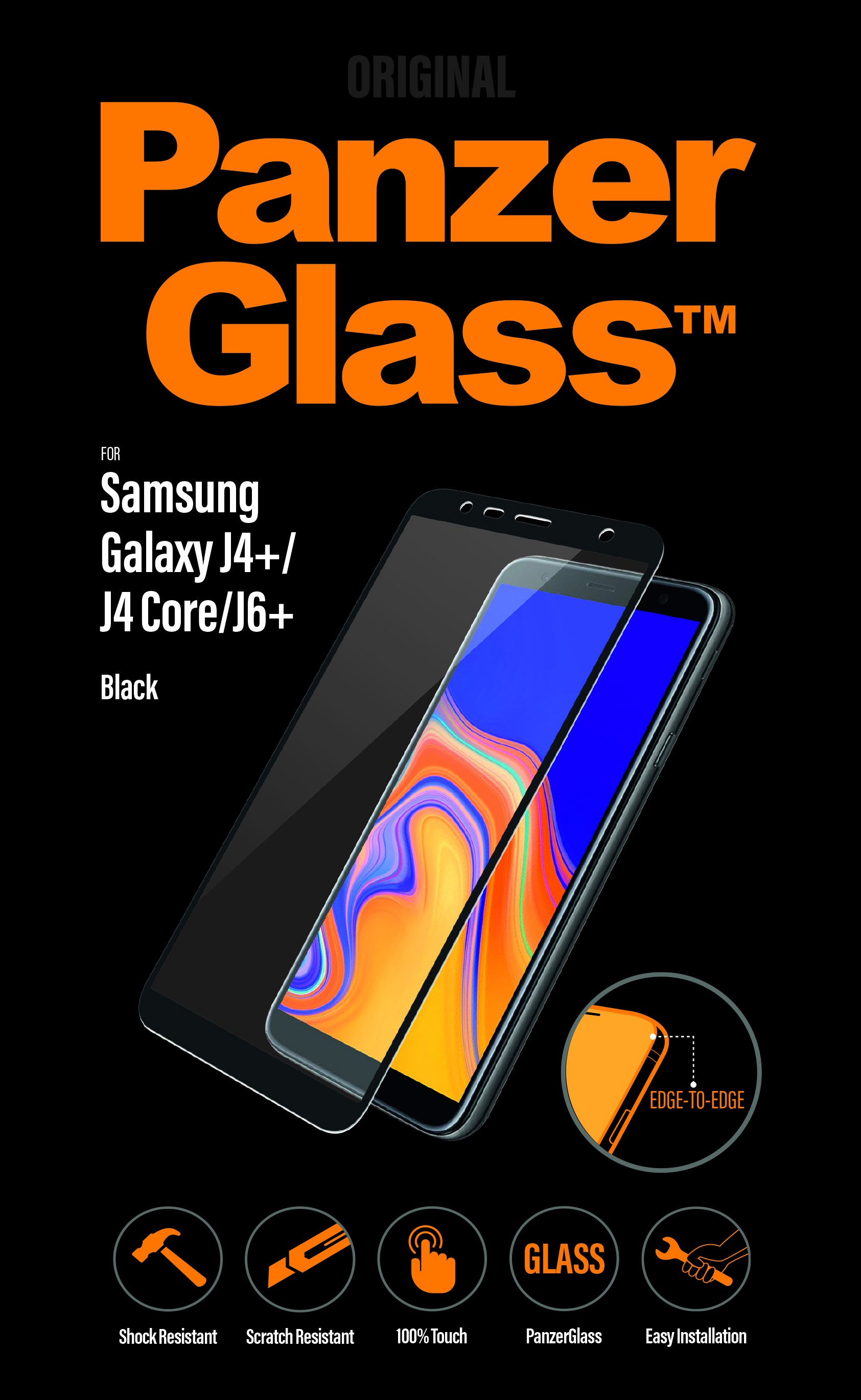 PanzerGlass - Tvrdené sklo pre Samsung Galaxy J4+/J6+, čierna