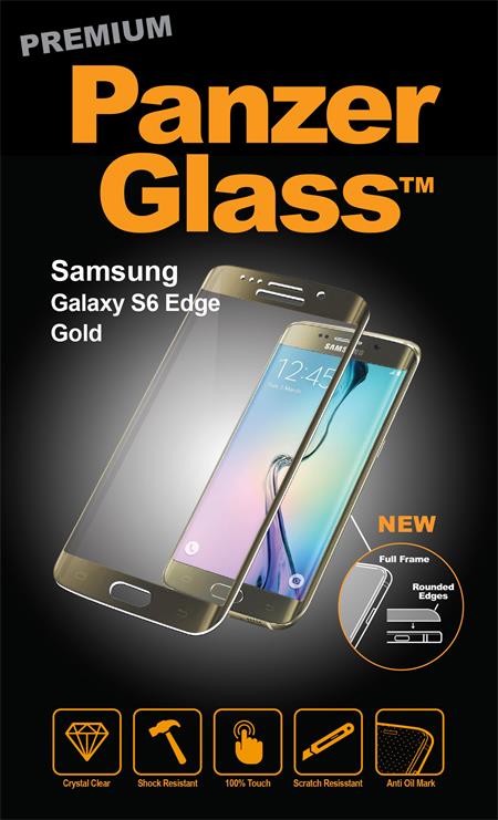 PanzerGlass - Tvrdené sklo PREMIUM pre Samsung Galaxy S6 Edge, zlatá