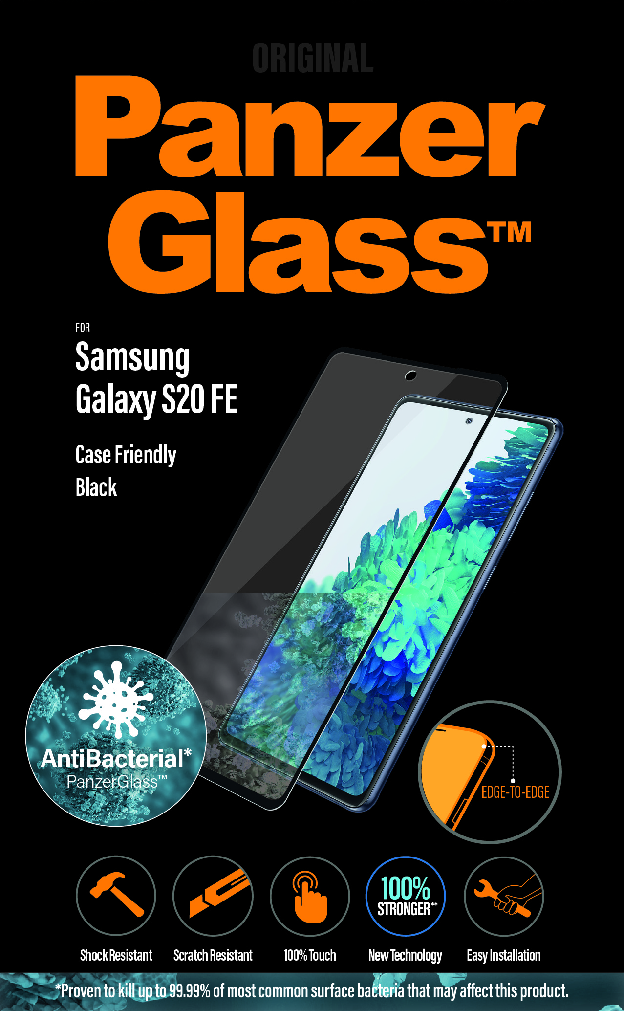 PanzerGlass - Tvrdené sklo SMAPP Case Friendly AB pre Samsung Galaxy S20 FE, čierna