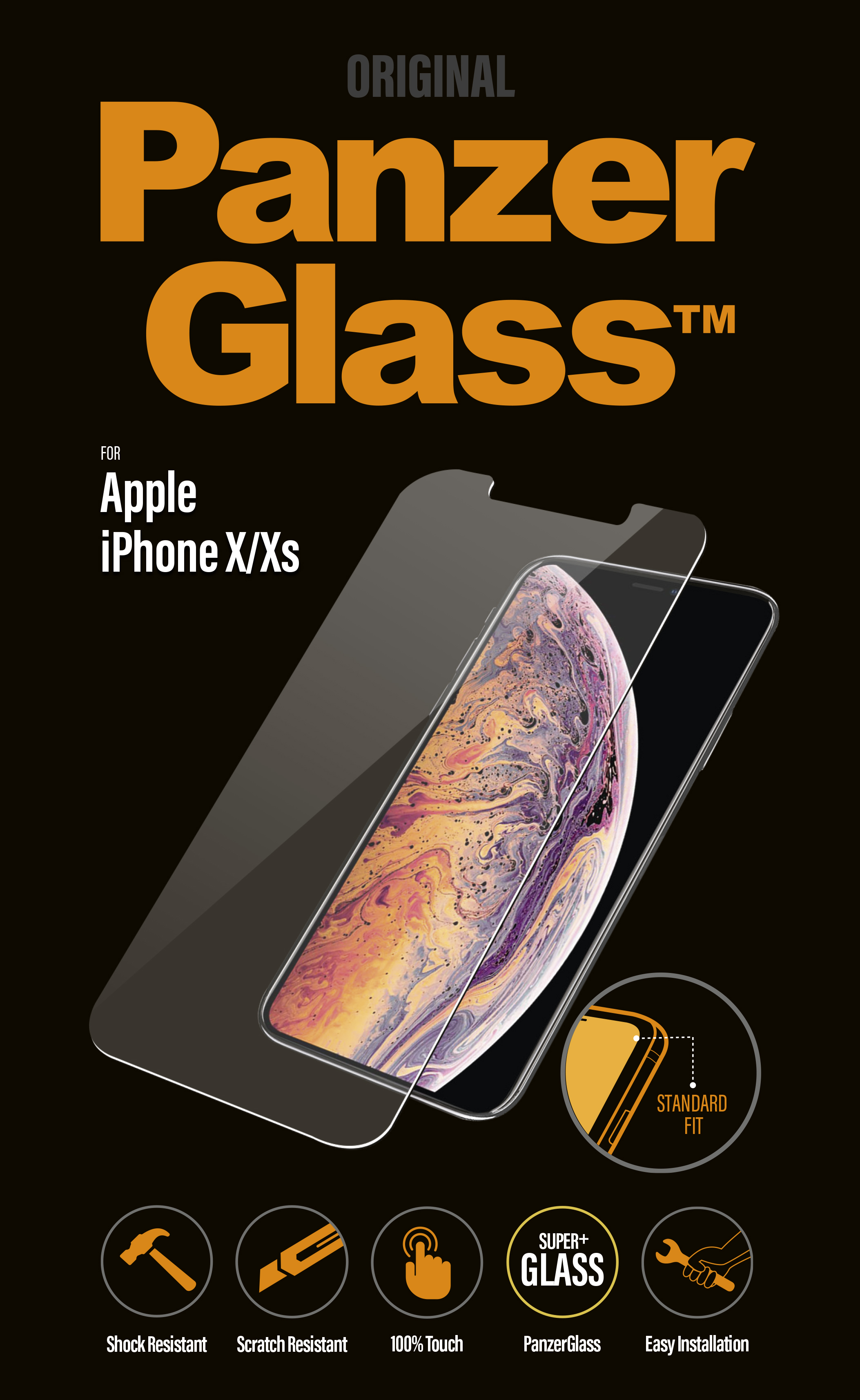 PanzerGlass - Tvrdené sklo Standard Fit pre iPhone XS/X, číra