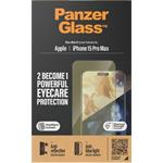 PanzerGlass - Tvrdené sklo UWF Eyecare s aplikátorom pre iPhone 15 Pro Max, čierna