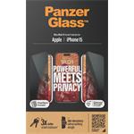 PanzerGlass - Tvrdené sklo UWF Privacy s aplikátorom pre iPhone 15, čierna