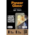 PanzerGlass-UWF Eyecare tempered glass with applicator for iPhone 15, black