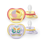 Philips AVENT - Cumlík Ultra air s obrázkom SCF087/04, 0-6 m, dievča, 2ks, fialová/žltá