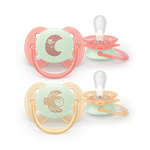 Philips AVENT - SCF094/02 ultrasoft soother nightime, 0-6m, deco neutral, 2 pcs