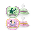 Philips AVENT - Ultra air soother SCF087/13, 6-18m, pink/green girl, 2-pack