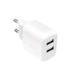 PURO - Cestovný adaptér PRO LITE 2x USB-A, 10 W, biela