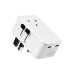 sbs - 15W slim universal travel adapter with 2 USB-C ports and 1 USB-A port, white