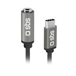 SBS - Adaptér pre smartfón USB-C/3,5mm jack (F), 15cm, čierna