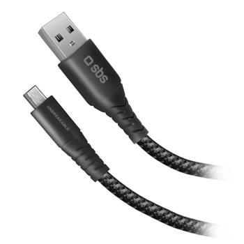 SBS-Cable USB-A/Micro USB, 5 W, UNBREAKABLE, made of aramid fiber, 1 m, black