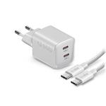 SBS - Cestovná nabíjacia sada Micro, 2x USB-C, PD100 W GaN + kábel USB-C, 2 m, biela