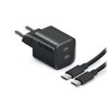 SBS - Cestovná nabíjacia sada Micro, 2x USB-C, PD100 W GaN + kábel USB-C, 2 m, čierna