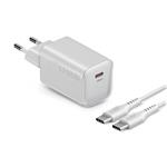 SBS - Cestovná nabíjacia sada Mini, USB-C PD 70 W, GaN + kábel USB-C, 2 m, biela