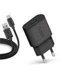 SBS - Cestovná nabíjacia sada USB-A/Micro USB, 1 A, 100/250V, čierna