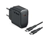 SBS - Cestovná nabíjacia sada USB-C PD 45 W + kábel USB-C, 2 m, čierna