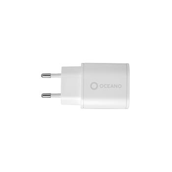 SBS - Cestovná nabíjačka Oceano 2x USB-A 2,1 A, 10 W, recyklovaná, biela