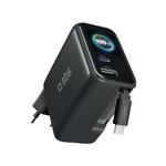 SBS - Cestovný adaptér 100W, USB-C, USB-A, integrovaný displej, čierna