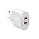 SBS - Cestovný adaptér 2x USB-C, 45 W, PD, biela