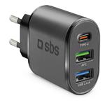 SBS - Cestovný adaptér 2x USB/USB-C PD, 30 W, čierna