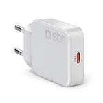 SBS - Cestovný adaptér Slim, GaN, USB-C PD,30 W, biela