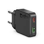SBS - Cestovný adaptér Slim USB-A/USB-C, PD, 30 W, čierna