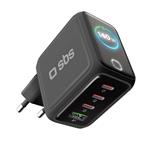 SBS - Cestovný adaptér Smart GaN 3x USB-C/USB-A, PD, 140 W, čierna