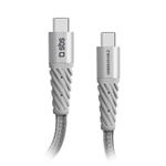 SBS - Kábel Unbreakable z aramidového vlákna USB-C/USB-C 60 W, 1,5 m, šedá