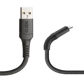 SBS - Kábel USB-A/Micro USB, 5 W, UNBREAKABLE, 1 m, čierna