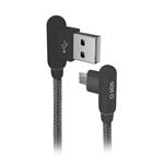 SBS - Kábel USB-A/Micro USB s kovovými konektormi 90° 10 W, dĺžka 1 m, čierna