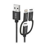 SBS - Kábel USB-A/USB-C/Lightning/Micro-USB 3 v 1, 1,2 m, čierna